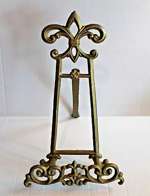 Heavy Iron Ornate Metal Gold Easel Picture Display Stand 14  Art Picture Holder • $18.99