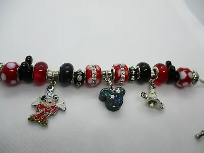 Stainless Steel Handmade Magician Mickey Mouse European Bracelet Size 7-9  • $42
