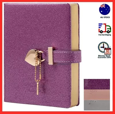 Heart Lock Journal Notebook With Key School Birthday Girl 144 Sheet Lined Purple • $43.49