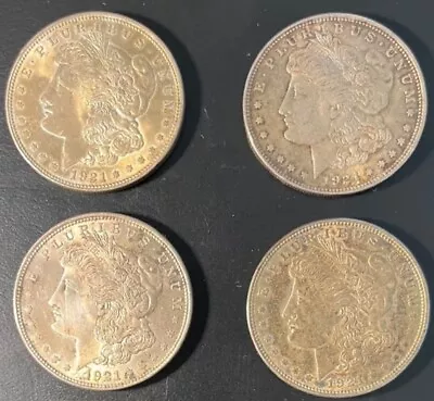 ** 1921-P Morgan Silver Dollars.  Lot Of 4. ** • $83.11