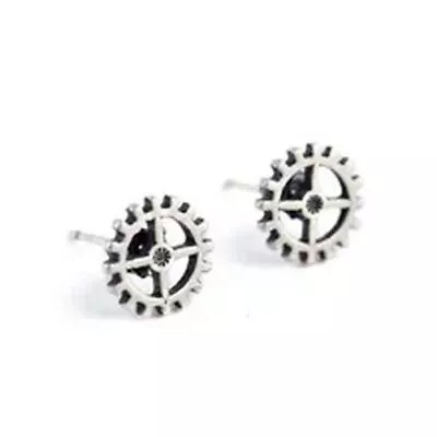 $9.58 • Buy 1Pair Gear Shape Stud Earrings Silver Color Earring Studs Women Men Jewelry Gift