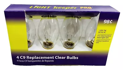 C9 Clear Christmas Light Bulbs 7W Replacement Indoor Outdoor Vtg Village 4 Pack • $9.99