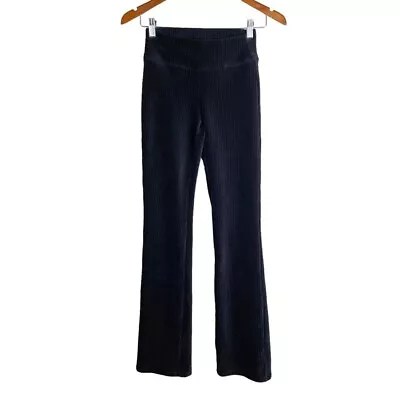 Prana Black Velour Flare Legged Yoga Pants Size Xs Organic Cotton Blend • $21