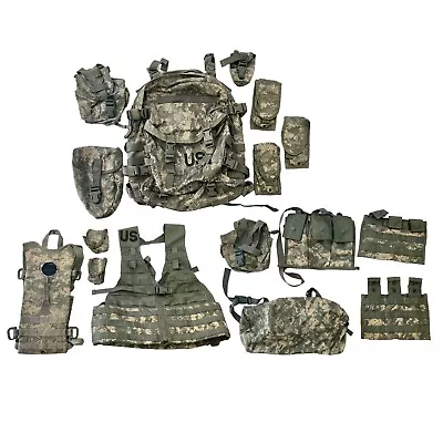 USGI Authentic 16 PC Rifleman Set Kit MOLLE System ACU Complete Set W/ Stiffener • $72.99