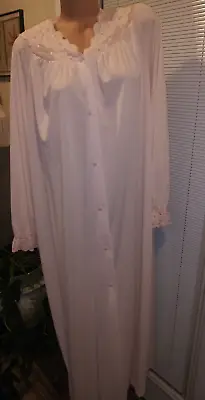 VTG XL Nylon Shadowline Button Front Peignoir Robe W Lace For Nightgown Dress • $59.99