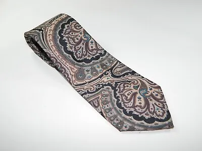 Men's Vintage EDITIONS By VAN HEUSEN NECKTIE Tie  PAISLEY BAROQUE BLACK BEIGE • $9.98