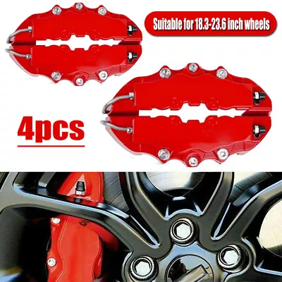 $22.99 • Buy 4x Red 3D Style Front+Rear Car Disc Brake Caliper Covers Parts Brake Accessories