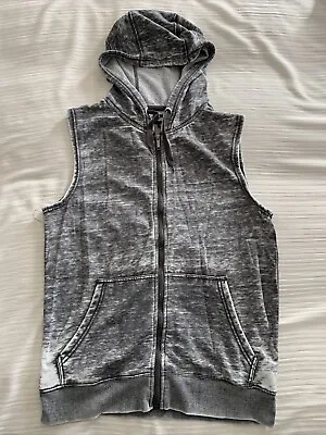 CARBON Gray Full Zip SMALL Sleeveless Sweatshirt Hoodie POCKETS • $15.90