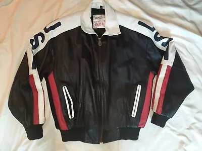 VINTAGE Michael Hoban “Where M I”  USA Leather Bomber. Size SM • $89.97