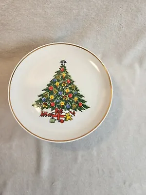 Christmas Pedestal Cake Plate Cookie Ceramic 10.5  Holiday Mt Clemens Pottery • $16