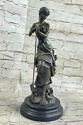 Art Nouveau Signed Moreau Great Detail 100% Real Bronze Sculpture Marble Figure • $124.50