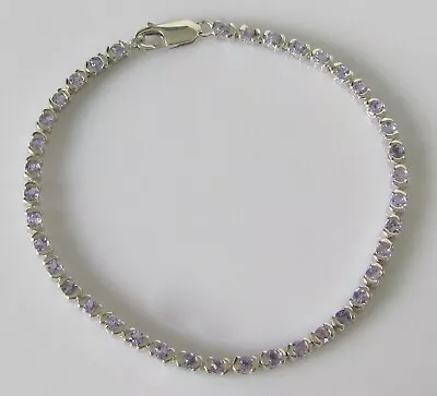 9ct Gold Bracelet - 9ct White Gold Multi Tanzanite Link Bracelet (7.7g) • £395