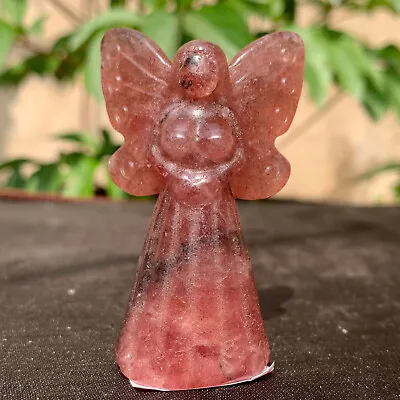 43g Natural Strawberry Crystal Carved Angel Skull Quartz Healing Reiki • $1.25