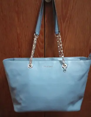 Michael Kors LG Shoulder Handbag-Tote-Jet Set Chain- Blue Pebbled Leather Lovely • $49