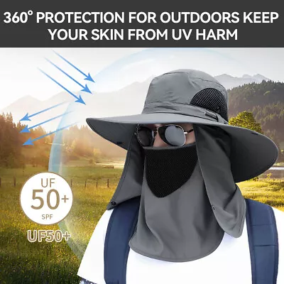 $11.31 • Buy Men Women Neck Face Flap Hat Sun Protection Cap Wide Brim Hot Fishing Bucket Hat