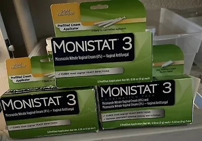 THREE Monistat 3 Day Yeast Infection Pre Filled Cream Applicators Exp 7/24+ • $21.99