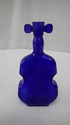 Vintage Cobalt Blue Cello Violin Fiddle Shaped Glass Bottle Vase 8” Tall • $10.39