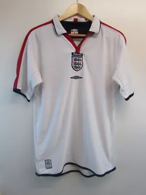 Official England Football Shirt White Umbro Size Medium 2003-2005 S/Sleeve • £22.99