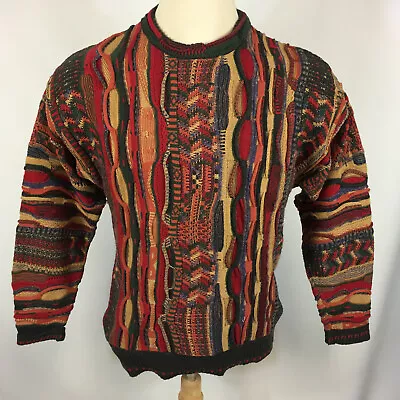 Vintage 80s 90s 3D Thick Texture Cable Abstract Grunge Hip Hop Sweater Shirt S  • $84.99