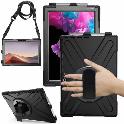 For Microsoft Surface Pro 7 6 5 4 Tough Rugged Hand & Shoulder Strap Stand Case • £24.95