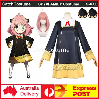 Anime SPY×FAMILY Anya Forger Cosplay Costume Girls Long Sleeve Dress Wig Outfits • $15