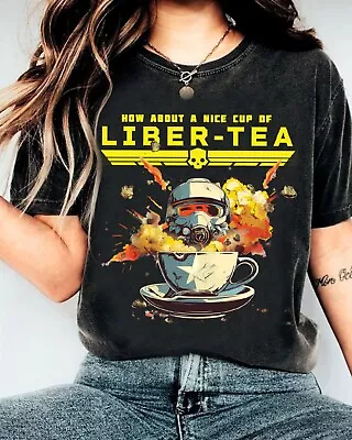 Liber Tea For Democracy T Shirt Helldivers 2 Shirt Taste Democracy Gaming Tee • $7.99