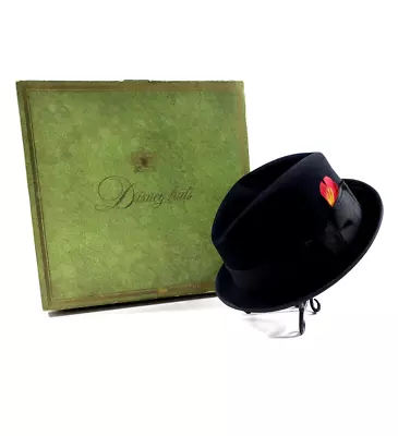 Vintage Mr Disney New York NY Hat Co Black Felt Fedora Hat W Original Box Sz 7 • $37.40