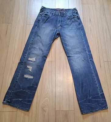 Vintage Y2K Ed Hardy Denim Straight Leg Blue Jeans 32x32 Lot 2010 Red Tag • $39.95