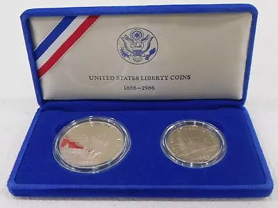 1986 US Mint Liberty Silver Dollar & Half Dollar Two Piece Set W/OG Box No COA • $16.50