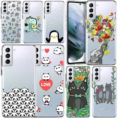 Cute Cat Panda Phone Case For Samsung Galaxy S24 Plus S22 S21 S23 FE Clear Cover • £5.27