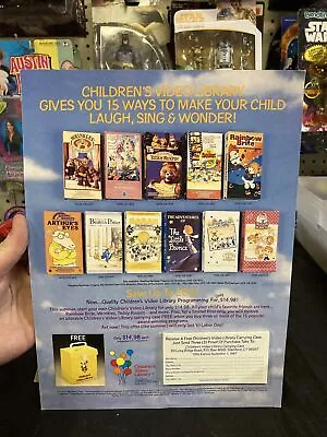 Childrens Video Library Video Store Counter Display Standee 1986 9x12 • $200.96