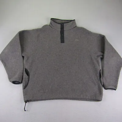 Vintage Cabelas Sweater Mens XL Gray Polartec Fleece Pullover 1/4 Snap USA Made • $23.98