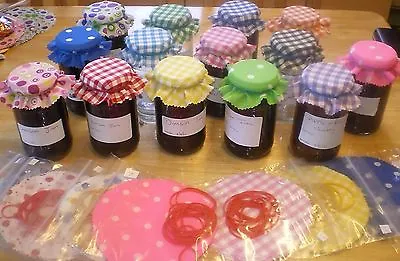 £4 • Buy  Jam Covers Gingham Fabric 10 Colours Avalible FREE BANDS & JAR LABELS X 20