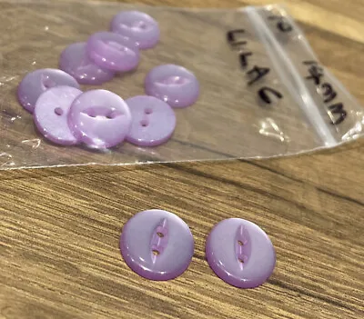 £0.99 • Buy 10 Lilac Fish Eye Round Buttons (14mm In Size) For Cardigans, Craft, DIY