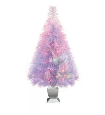 Holiday Time ~ 32  Concord Artificial White Tree ~ Multicolored Fiber Optics • $40