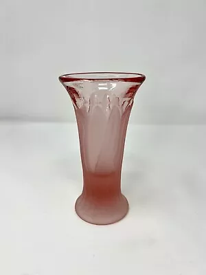 Vintage Viking Glass “Pastel Bouquet” 8001 Vase Pink Frosted Circa 1981 5.25” • $32