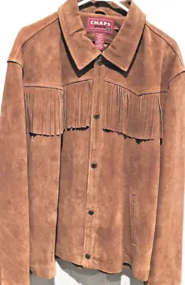 Men's Chaps Denim Brand Genuine Leather Fringe Jacket Size XXL. New. • $145.99