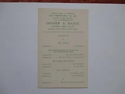 £0.99 • Buy Ancient Order Of Foresters Court Hospitality Dinner & Dance Menu Card 1959 