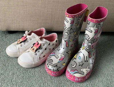 £2 • Buy TU Girls Wellies Size 10 Infant Wellington Boots Unicorn Pink Minnie Mouse Shoes