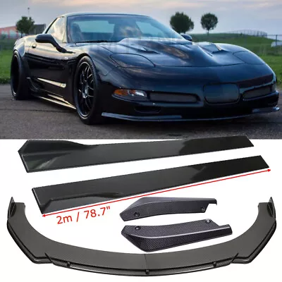 For Chevrolet Corvette C5 C6 Side Skirt Front & Rear Bumper Lip Splitter Carbon • $199.39