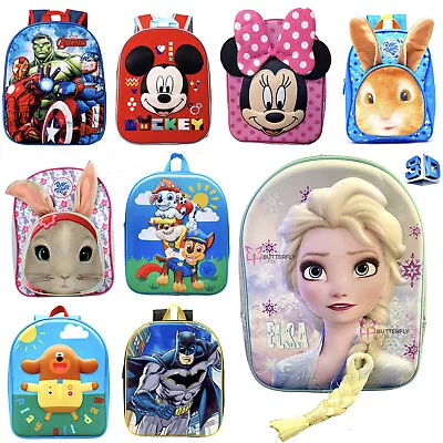 3D Eva Kids Backpack School Bag Official Licensed Characters Back Pack Rucksack • £13.95