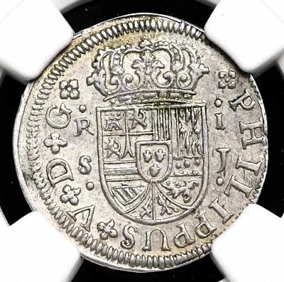 $425 • Buy Spanish Colonial Era. Philip V, 1725-S J, Silver Real, NGC AU58