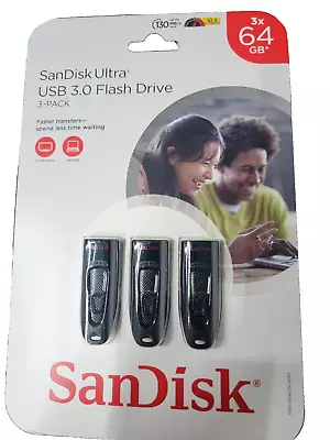 3 Pack SanDisk 64gb USB 3.0 Flash Drive Total 192Gb New In Retail Package • $15.99