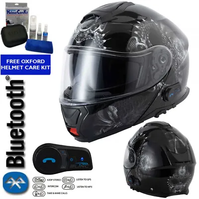 Vcan Blinc V272 Bluetooth Flip Front Motorcycle  Helmet Mp3 Sat Nav Drogon • $248.96