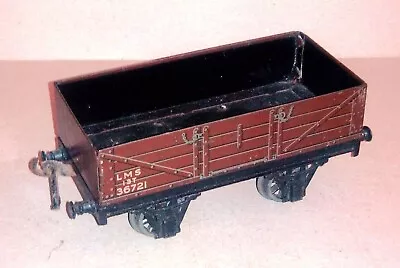 O Gauge Tinplate - Bassett-Lowke Post-War LMS Open Wagon. Brown. Nice Condition • £9.99