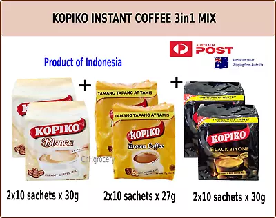 Kopiko Blanca Creamy + Kopiko Black Instant Coffee Mix + Kopiko Brown Coffee Mix • $48.90