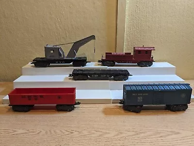 Lot Of 5 Marx Freight Cars - NYC Crane ATSF B&O Reefer - O Scale • $27.50