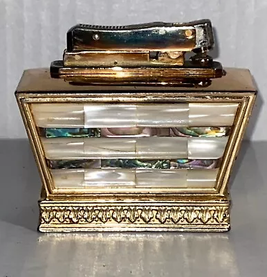 Flame Crest Lighter Mother Of Pearl And Abalone Gold Tone Made In JAPAN- W5 • $39.99