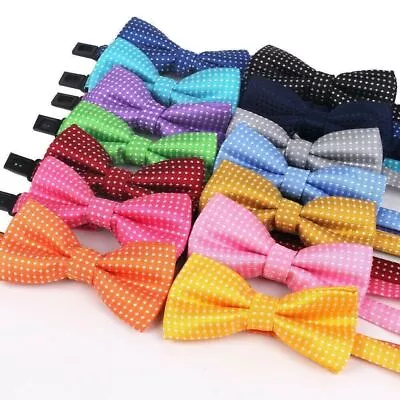 Baby Toddler Boys Pre Tied Jacquard Weave Spotty  Formal Bow Tie Dickie Clip-On • £3.99