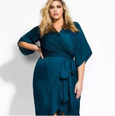 CITY CHIC Size L/20 Plus Size Elbow Sleeve Dress - Teal • $29
